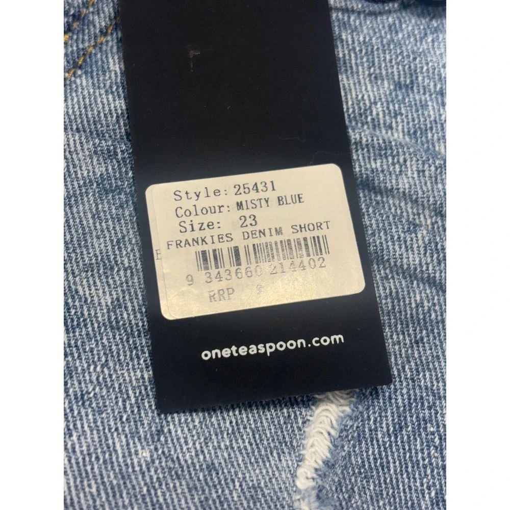 One Teaspoon NEW Misty Blue Frankies Shorts Women's 23 Blue Denim Long Length